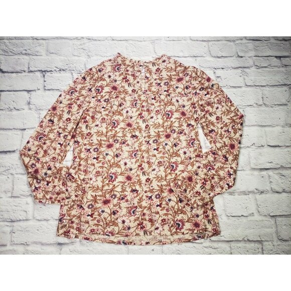 Lucky Brand Womens S/P Long-Sleeve Floral Top Back Keyhole - Picture 4 of 7